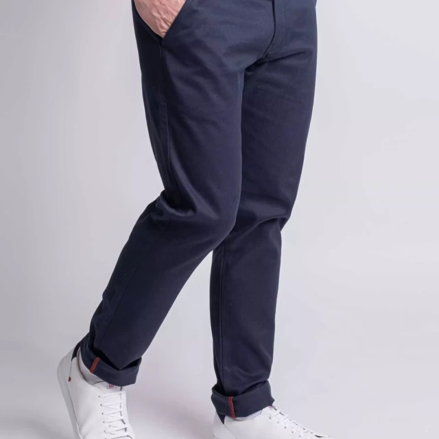 1083 - CHINO AJUSTE 163N coton bio filidenim flex uni bleu marine Homme