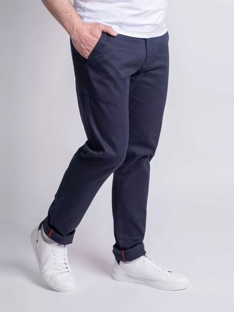 1083 - CHINO AJUSTE 163N coton bio filidenim flex uni bleu marine Homme