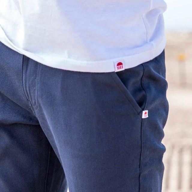 1083 - CHINO AJUSTE 163N coton bio filidenim flex uni bleu marine Homme
