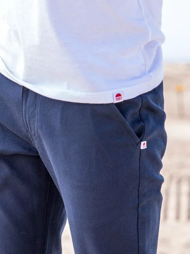 1083 - CHINO AJUSTE 163N coton bio filidenim flex uni bleu marine Homme