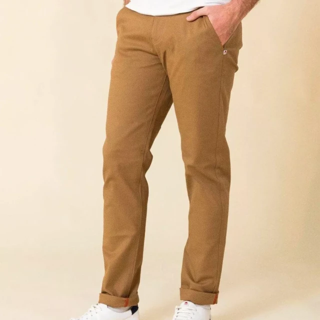 1083 - CHINO AJUSTE 163N coton bio filidenim flex uni marron clair Homme