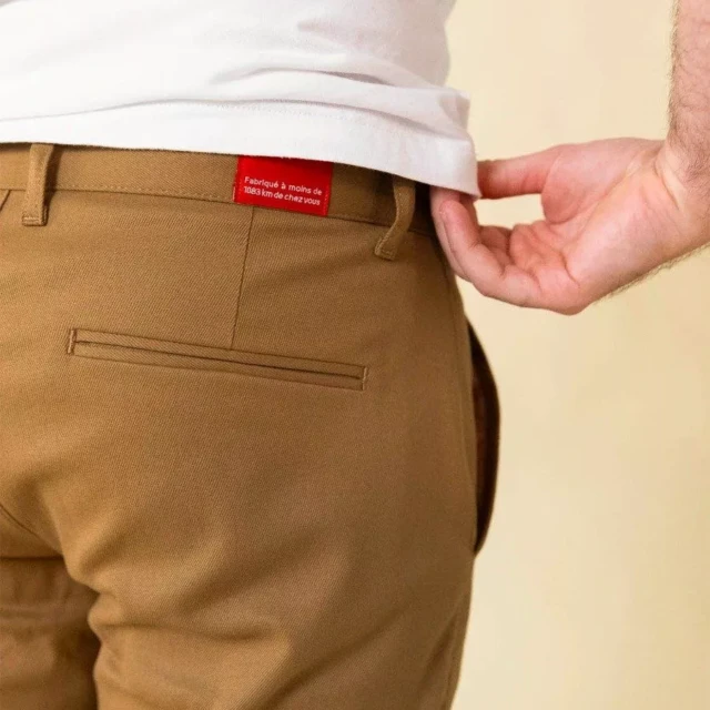 1083 - CHINO AJUSTE 163N coton bio filidenim flex uni marron clair Homme
