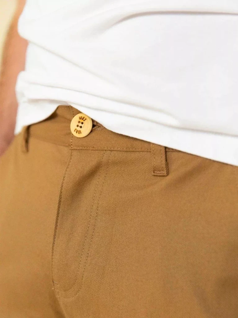 1083 - CHINO AJUSTE 163N coton bio filidenim flex uni marron clair Homme