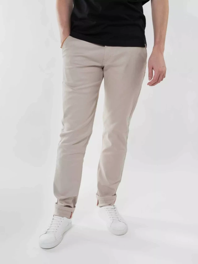 1083 - CHINO AJUSTE 163N coton bio filidenim flex uni beige Homme