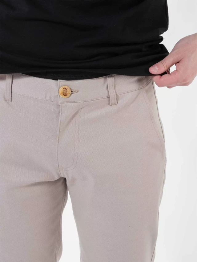 1083 - CHINO AJUSTE 163N coton bio filidenim flex uni beige Homme