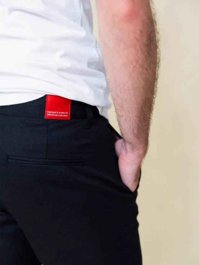 1083 - CHINO AJUSTE 163N coton bio filidenim flex uni noir Homme