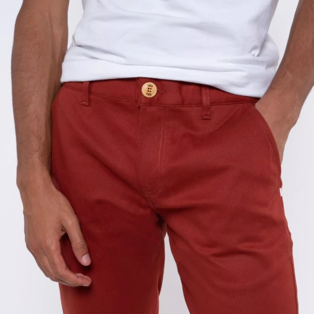 1083 - CHINO AJUSTE 163N coton bio filidenim flex uni terracotta Homme