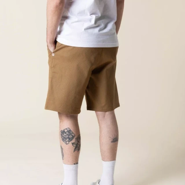 1083 - BERMUDA CHINO LARGE 174N coton bio filidenim flex uni marron clair Homme