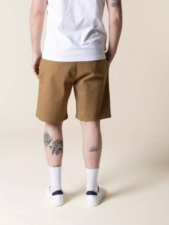 1083 - BERMUDA CHINO LARGE 174N coton bio filidenim flex uni marron clair Homme