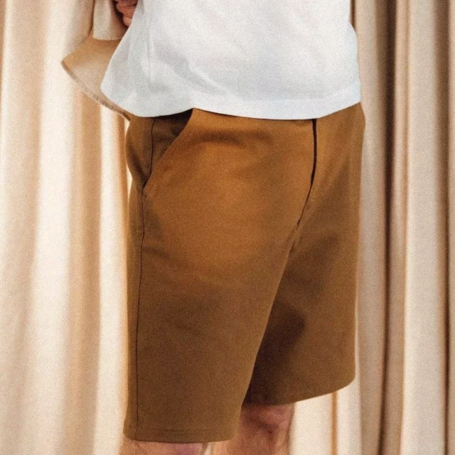 1083 - BERMUDA CHINO LARGE 174N coton bio filidenim flex uni marron clair Homme