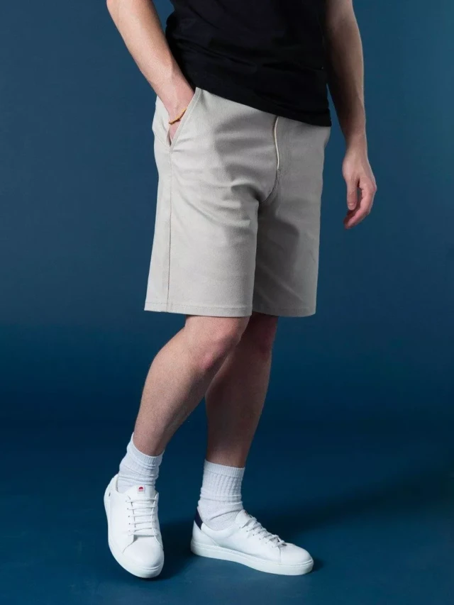 1083 - BERMUDA CHINO LARGE 174N coton bio filidenim flex uni naturel Homme