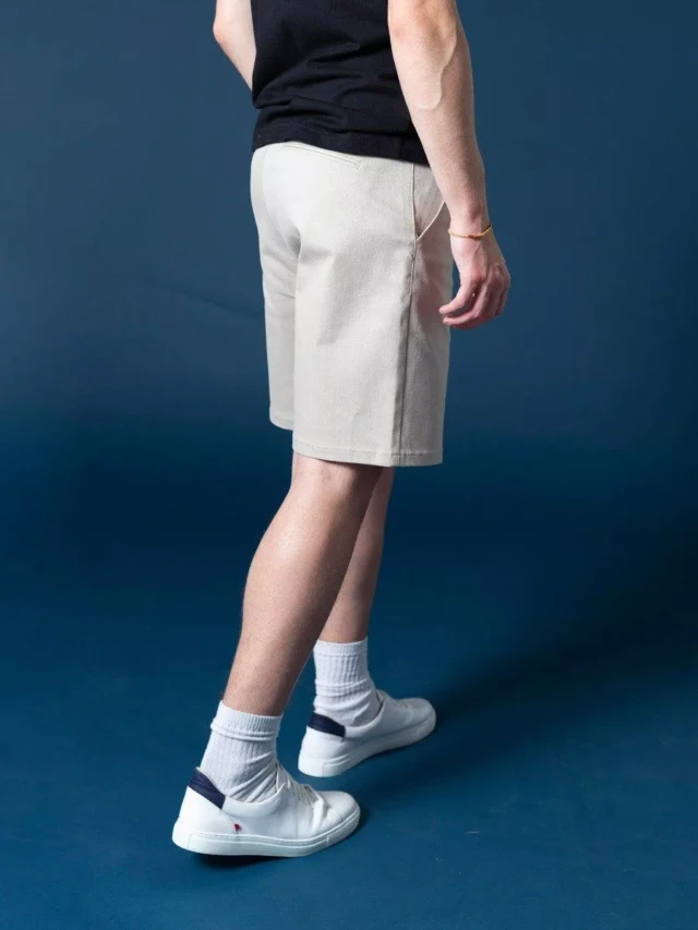 1083 - BERMUDA CHINO LARGE 174N coton bio filidenim flex uni naturel Homme