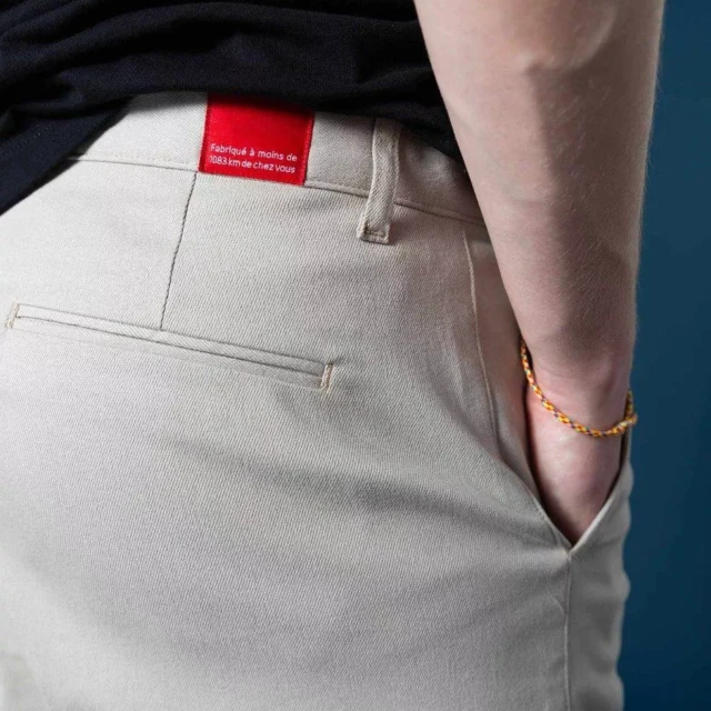 1083 - BERMUDA CHINO LARGE 174N coton bio filidenim flex uni naturel Homme