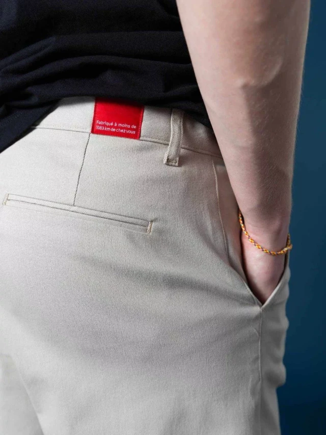 1083 - BERMUDA CHINO LARGE 174N coton bio filidenim flex uni naturel Homme