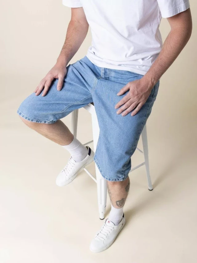 1083 - SHORT BAGGY 175N DELAVE coton bio superdenim indigo clair