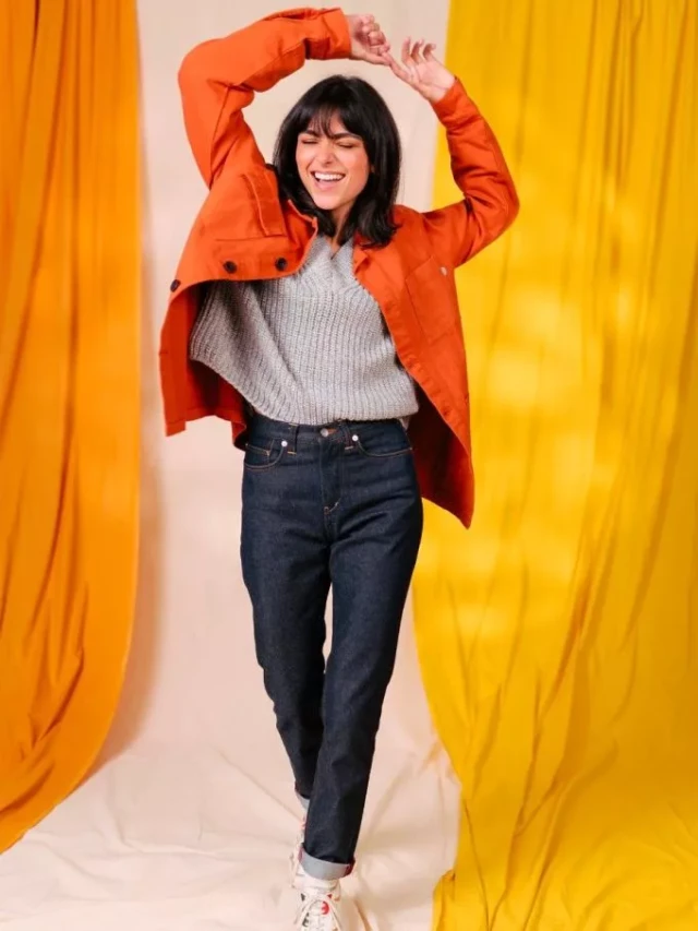 1083 - Jeans droit 201h taille haute 100 %