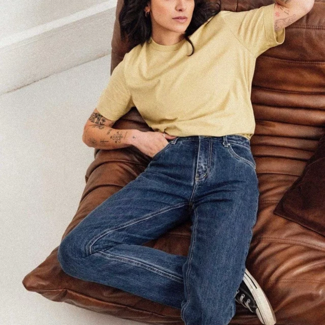 1083 - JEANS DROIT 201N DELAVE  coton bio indigo ocean