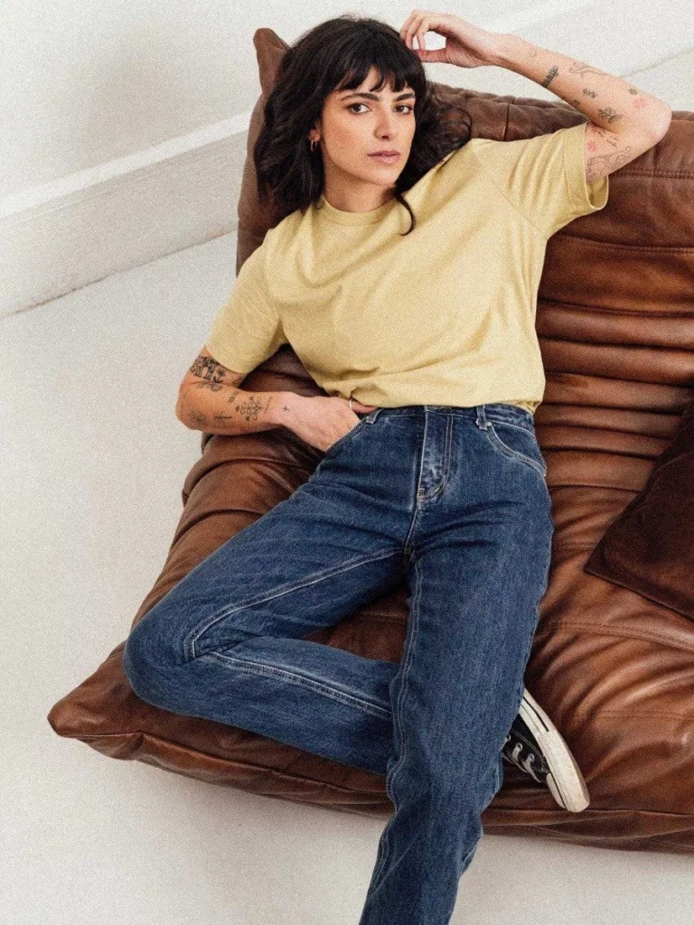 1083 - JEANS DROIT 201N DELAVE  coton bio indigo ocean