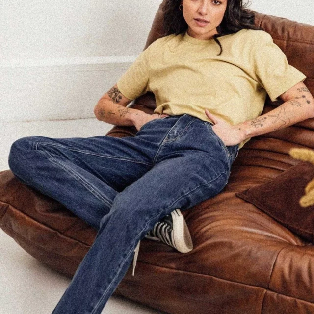 1083 - JEANS DROIT 201N DELAVE  coton bio indigo ocean