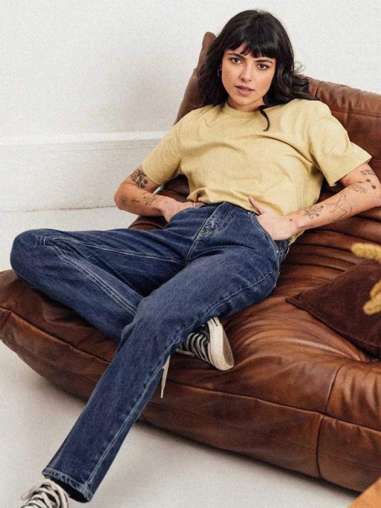 1083 - JEANS DROIT 201N DELAVE  coton bio indigo ocean