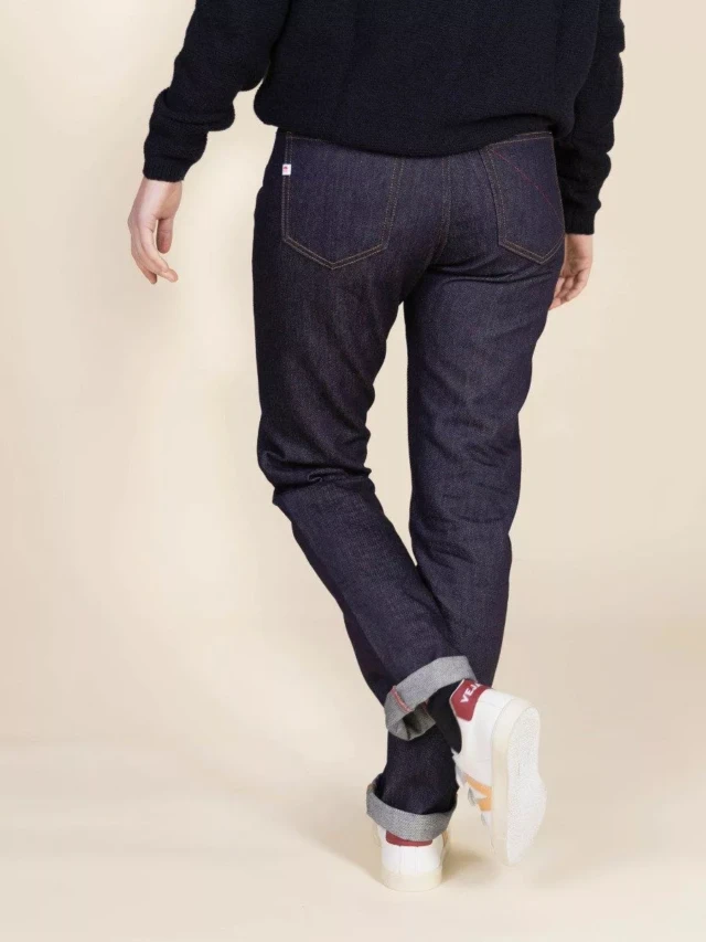 1083 - JEANS DROIT 201N  100 % coton bio superdenim indigo brut Femme