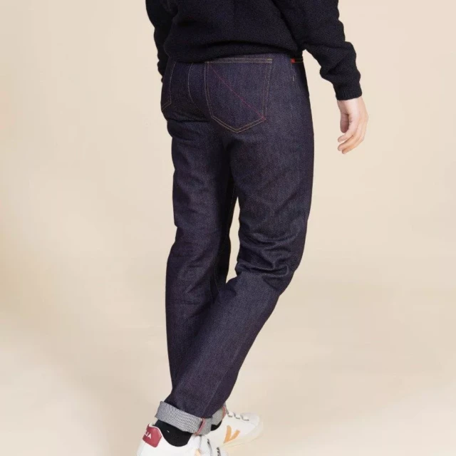 1083 - JEANS DROIT 201N  100 % coton bio superdenim indigo brut Femme