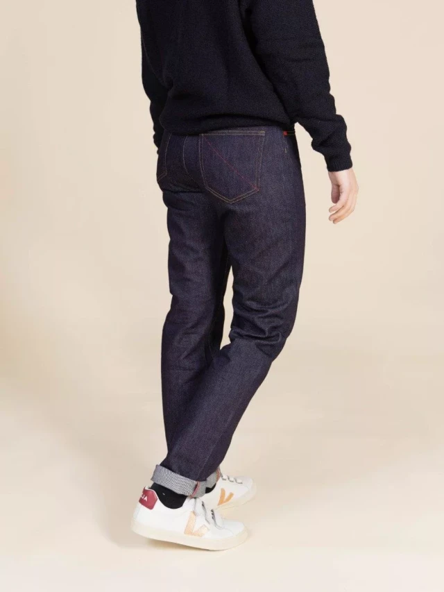 1083 - JEANS DROIT 201N  100 % coton bio superdenim indigo brut Femme