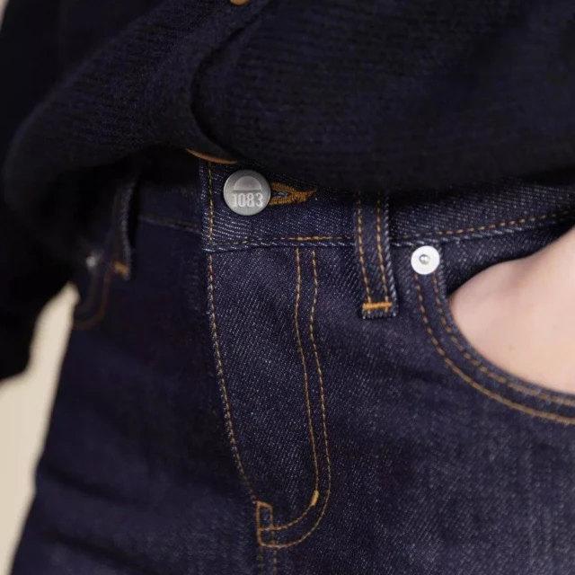 1083 - JEANS DROIT 201N  100 % coton bio superdenim indigo brut Femme