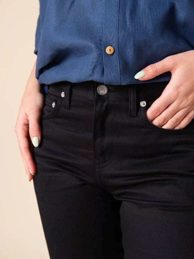 1083 - JEANS DROIT 201N coton bio denimoriginal uni noir