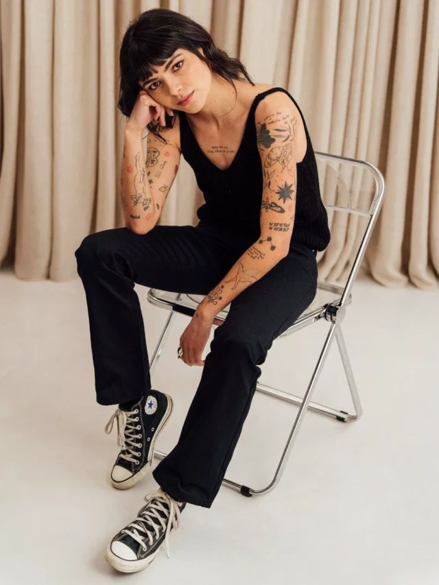 1083 - JEANS BOOTCUT 202N EVASE coton bio superdenim uni noir Femme