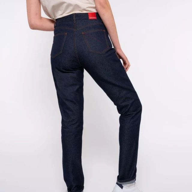1083 - JEANS SELVEDGE AJUSTE 203H taille haute coton bio indigo brut