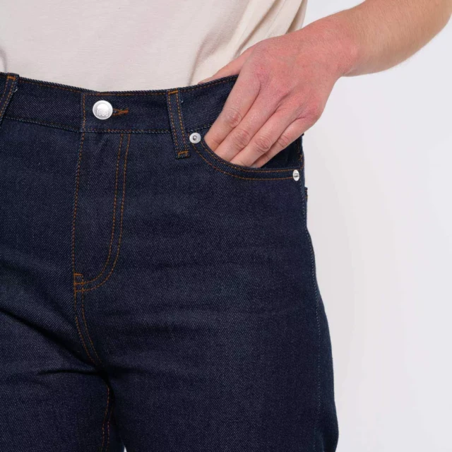 1083 - JEANS SELVEDGE AJUSTE 203H taille haute coton bio indigo brut