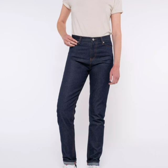 1083 - JEANS SELVEDGE AJUSTE 203H taille haute coton bio indigo brut