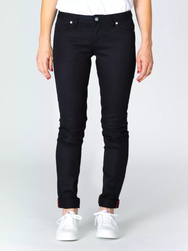 1083 - JEANS SLIM 204N FUSELE coton bio filidenim flex uni noir Femme