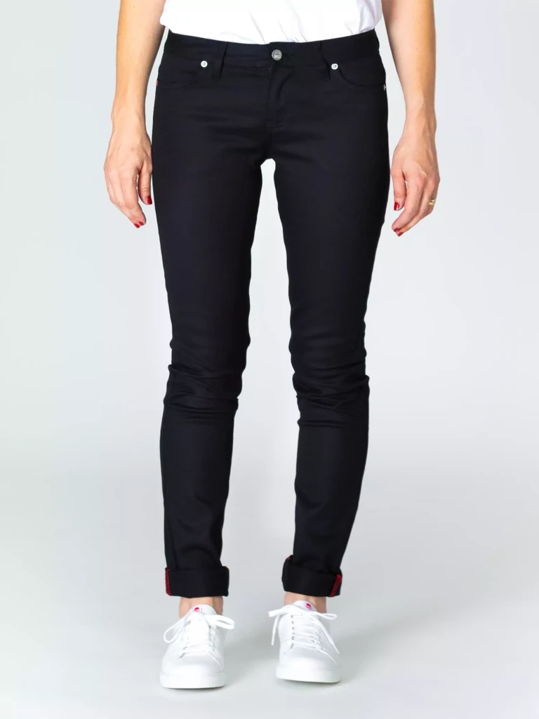 1083 - JEANS SLIM 204N FUSELE coton bio filidenim flex uni noir Femme