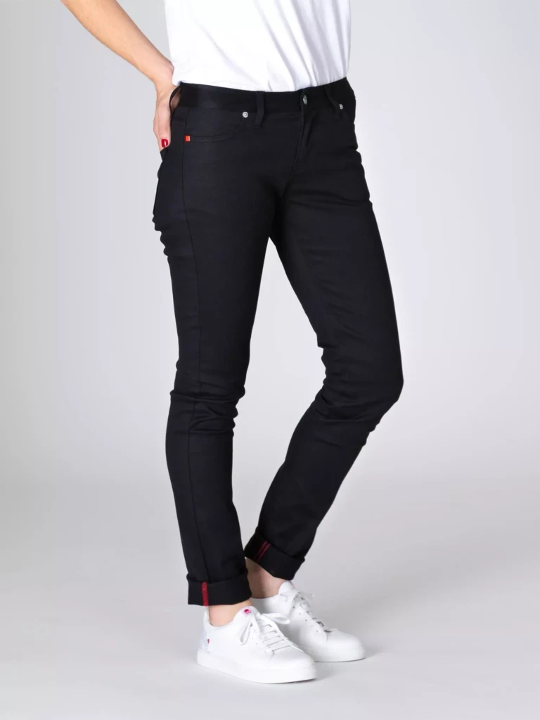 1083 - JEANS SLIM 204N FUSELE coton bio filidenim flex uni noir Femme