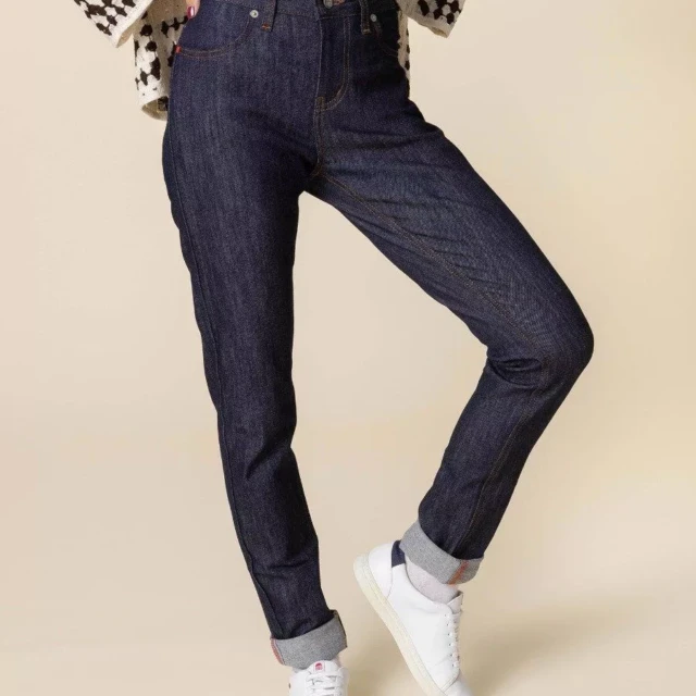 1083 - JEANS SLIM 204N FUSELE taille normale coton bio filidenim flex indigo brut