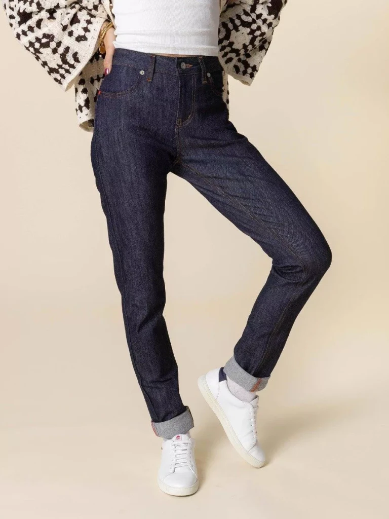 1083 - JEANS SLIM 204N FUSELE taille normale coton bio filidenim flex indigo brut