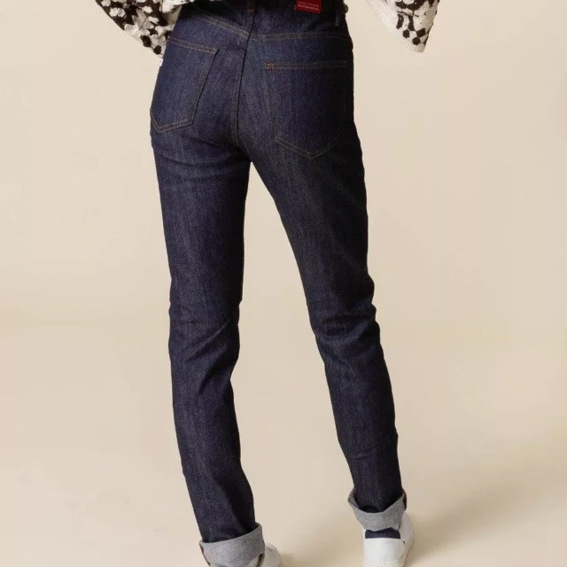 1083 - JEANS SLIM 204N FUSELE taille normale coton bio filidenim flex indigo brut