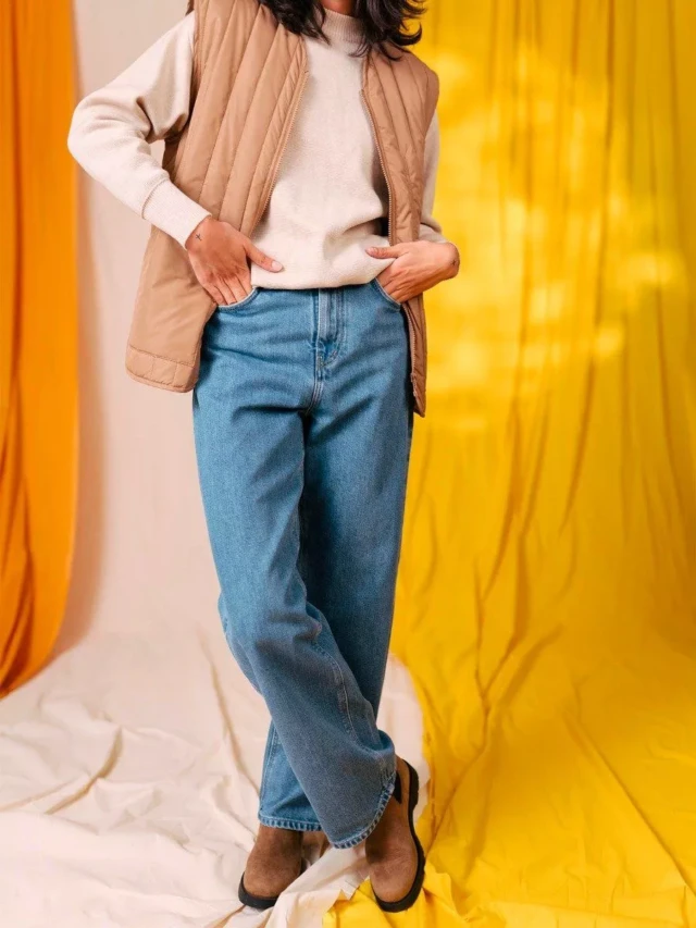 1083 - JEANS LARGE 206H DELAVE 100 % coton bio femme