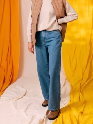Jeans large 206h delave 100 % par la marque 1083 1083 - Jeans large 206h delave 100 %