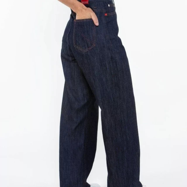 1083 - JEANS LARGE 206H 100 % coton bio superdenim indigo brut femme