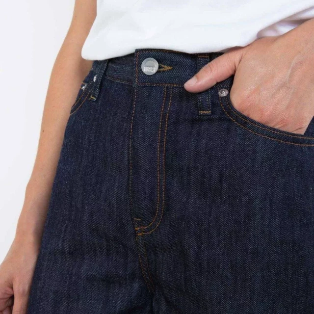 1083 - JEANS LARGE 206H 100 % coton bio superdenim indigo brut femme