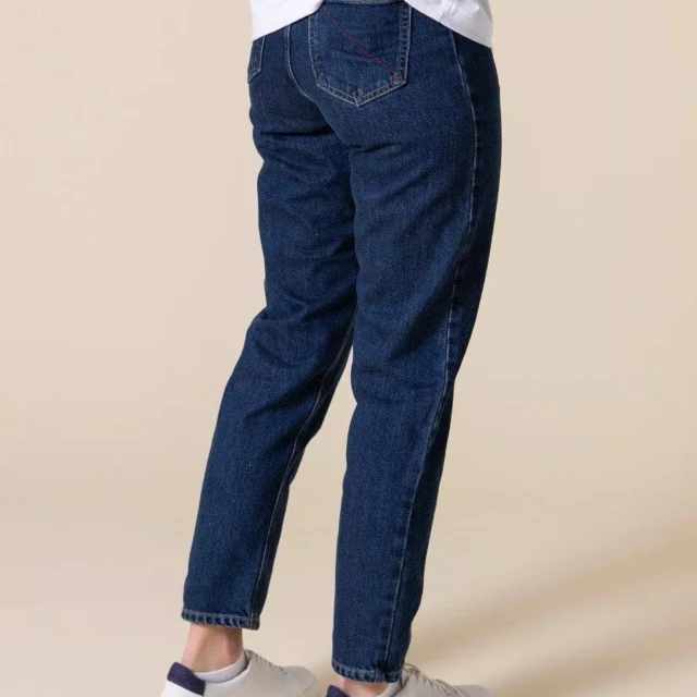 1083 - JEANS MOM 208H DELAVE CARDE 100 % coton bio indigo ocean