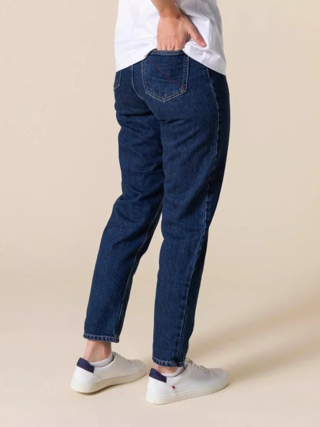1083 - JEANS MOM 208H DELAVE CARDE 100 % coton bio indigo ocean