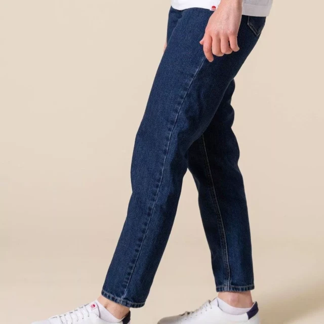 1083 - JEANS MOM 208H DELAVE CARDE 100 % coton bio indigo ocean