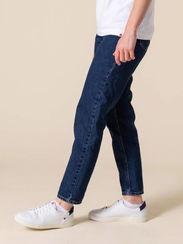 1083 - JEANS MOM 208H DELAVE CARDE 100 % coton bio indigo ocean