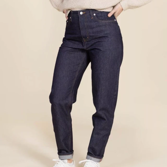1083 - JEANS MOM 208H 100 % coton bio superdenim indigo brut