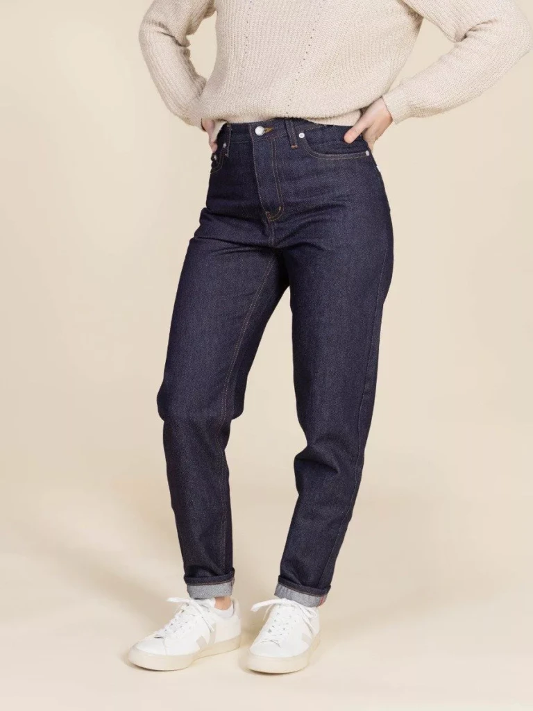 1083 - JEANS MOM 208H 100 % coton bio superdenim indigo brut