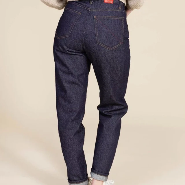 1083 - JEANS MOM 208H 100 % coton bio superdenim indigo brut